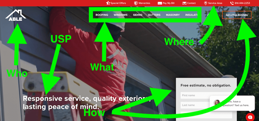 best roofing website example