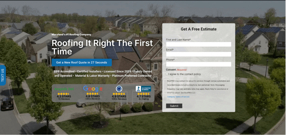 roofing website design